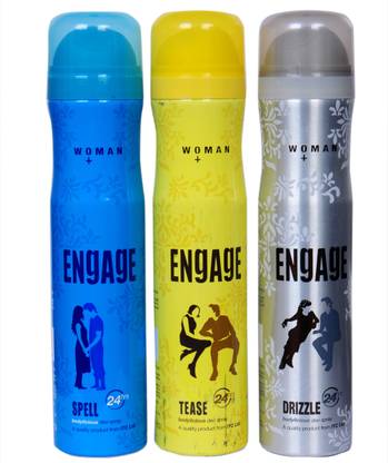 Engage SPELL,TEASE,DRIZZLE Deodorant Spray  -  For Women