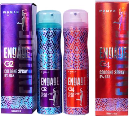 Engage G2 & G4 COLOGNE 0% GAS Perfume Body Spray  -  For Women