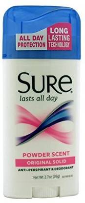 Sure Original Solid Deodorant Stick, Powder Scent, 2.7 Ounce Deodorant Stick  -  For Women
