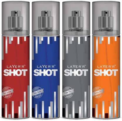 Layer'r Shot Shot set of 4(135+135+135+135) Perfume Body Spray  -  For Men
