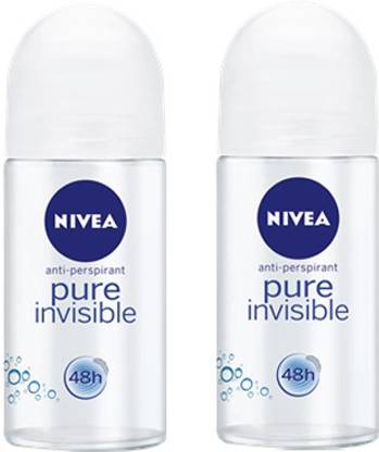 NIVEA Pure Invisible 48h Antiperspirant ( Pack of 2 ) Deodorant Roll-on  -  For Men & Women
