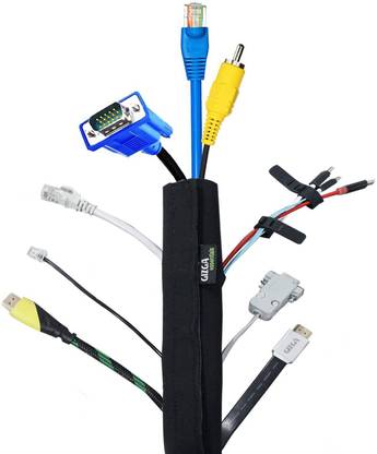 Gizga Essentials 1 Compartments Premium Neoprene Cable Organizer, Cord Management System for PC , TV, Home Theater, Speaker, HDMI & Cables