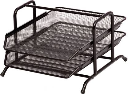 CHROME 2 Compartments Metal Mesh Document Tray