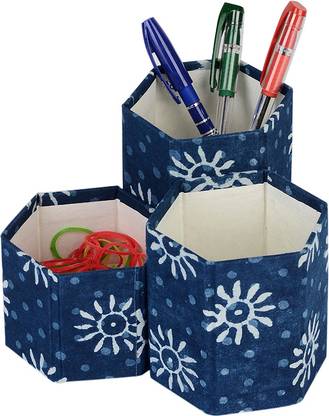 RAJRANG Desk Utility 3 Compartments Handmade Paper Pen Stand
