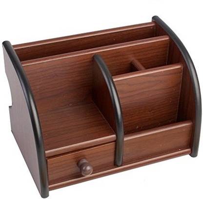 7Trees 6 Compartments Wooden Desk Organizer