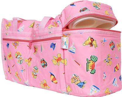 OLE BABY Pink Teddy Abc Premium Multi color Teddy Checks Print With Warmer Tote Diaper Bag
