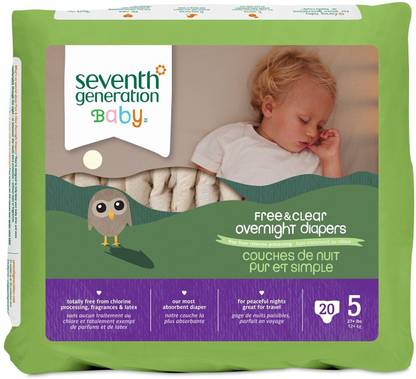Seventh Generation Free & Clear Overnight Diapers Pack of 4 - XL