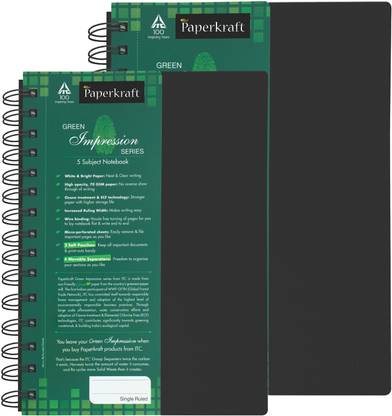 Paperkraft Green Impression 5 Subject B5 Notebook Ruled 300 Pages