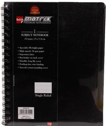 bilt Matrix 1 Subject A5 Notebook Ruled 160 Pages