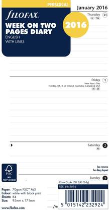 Filofax PERSONAL Regular Diary RULED 64 Pages