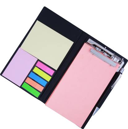 COI MEMO NEON CORAL NOTE PAD/MEMO NOTE BOOK WITH STICKY NOTES & CLIP HOLDER IN DIARY STYLE A5 Memo Pad UNRULED 50 Pages