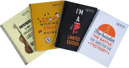 SPIRO SPIRAL BOUND, A5, 100 PAGES, PACK OF 4 A5 Notebook Single Line 100 Pages