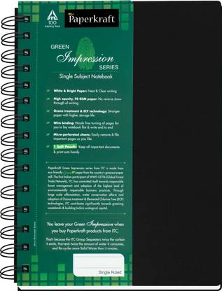 Paperkraft Green Impression Series A5 Notebook Single Line 160 Pages