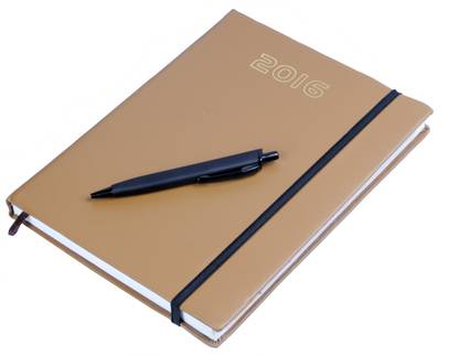 COI Brown Personal Diary 2016 With Elastic Band And Pen B5 Diary Ruling 378 Pages