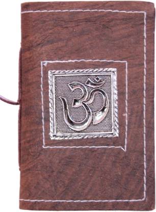 Rstore Handmade Om Print Metal Logo Bahi (Size 6x4 inch) Regular Diary Unruled 44 Pages