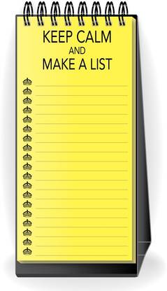 Nourish Desktop Standing Keep Calm and Make a List Yellow Regular Desk Planner Ruled 50 Pages