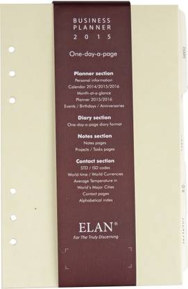 Elan Business Refill 2015 A5 Planner/Organizer Ruled 450 Pages