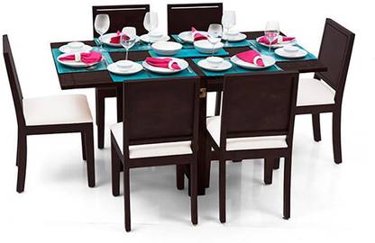 Urban Ladder Danton 3 - to - 6 Extendable Solid Wood 6 Seater Dining Table