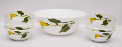 LAOPALA Pack of 7 Ceramic Amber Lily Pudding Set Of 7pc Dinner Set