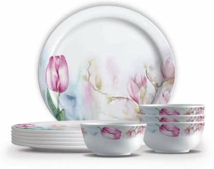 MILTON Pack of 18 Melamine TULIP ROUND SERVER SET Dinner Set