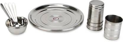 MOSAIC Pack of 16 Stainless Steel Pack of 16 Steel 16 Pcs Heavy Quality Stainless Steel Dinner Set Dinner Set