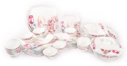 MILTON Pack of 31 Melamine SQUARE TULIP Dinner Set