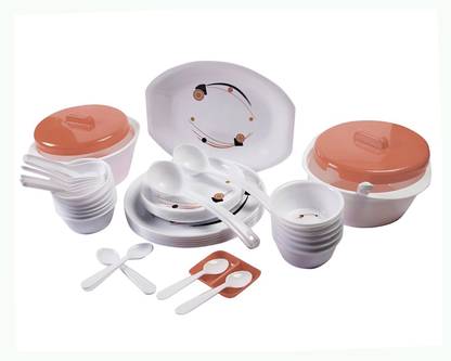 TG Shoppers Pack of 45 PP (Polypropylene) Dineware Round Printed Dinner Set