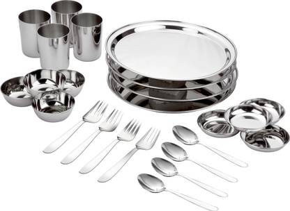 bhalaria Pack of 24 Steel Dinner Set