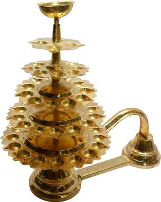 SwadesiBuyzzar Gold Plated Brass Aarti 54 Batti Brass Table Diya