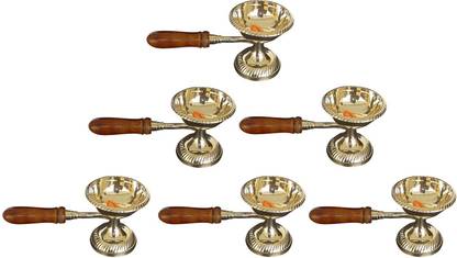 shakti Ganga Aarti - size 1 Brass (Pack of 6) Table Diya Set