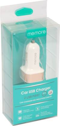 Memore Memore Car Charger [Dual Port] USB Car Charger 2.4A Output x 2 Compatible with all Iphone, Android Smartphones and more devices Dock