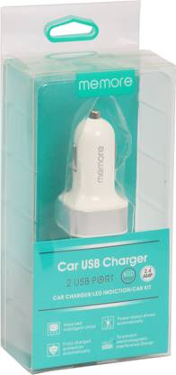 Memore [Dual Port] USB Car Charger 2.4A Output x 2 Compatible with all Iphone, Android Smartphones and more devices Dock