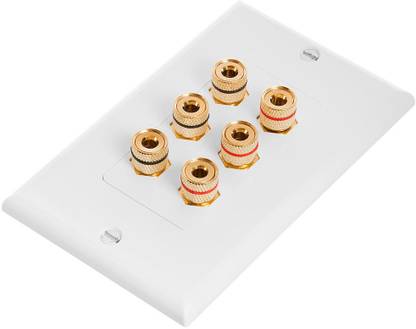 MX 6 SOCKET 4mm BANANA PLUG BINDING POST FEMALE Speaker Cable WALL PLATE FACEPLATE (114 X 70 mm) Dock