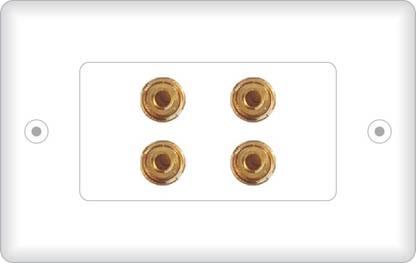 MX 4 SOCKET BANANA BINDING POST FEMALE Speaker Cable WALL PLATE FACEPLATE (114 X 70 mm) Dock