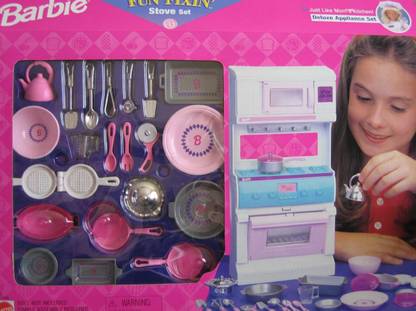 BARBIE Fun Fixin' Stove Set w Pots, Pans & Accessories