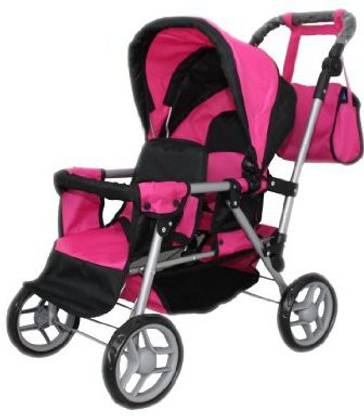 Mommy & Me Doll Collection Twin Doll Pram Back to Back adjustable handle with FREE Carriage bag 9386