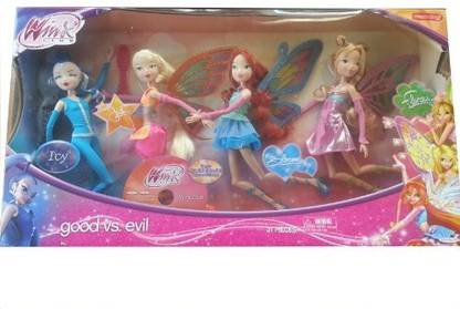 Winx Club Good vs Evil 4 Pack Icy Bloom Stella Flora 11.5" Enchantix Dolls