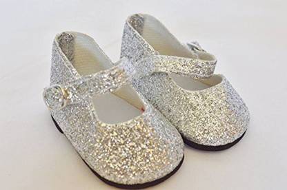 DollsHobbiesNMore Silver Sparkle Mary Janes For American Girl