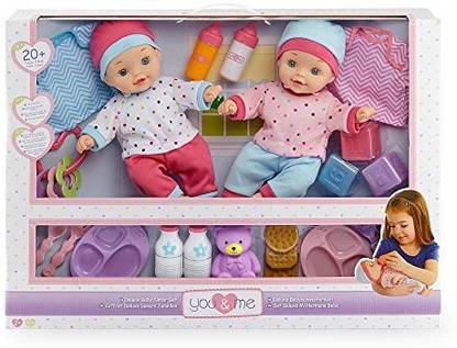 You & Me & Me Twin Baby Dolls Deluxe Set