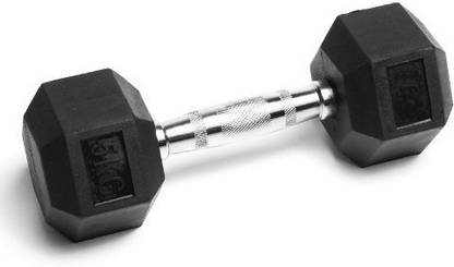 Gymnasio Rubber Coated Hex (Single) 5 kg Fixed Weight Dumbbell