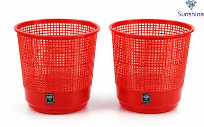 SUNSHINE Small Jalli Red Plastic Dustbin