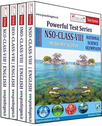 Practice guru Powerful Test Series (IMO / NSO / IEO / NCO) Medium English (Class - 8) (Combo Pack)