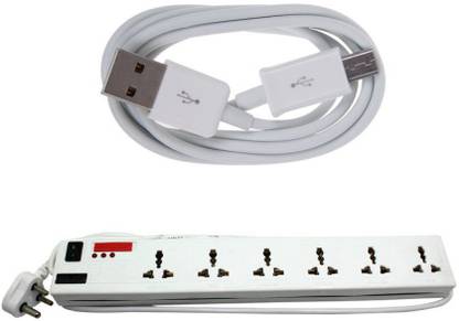 PINNACLE 6 Socket 1 Switch 5 Meter Cord Deluxe Series Computer Buster + USB Data Cable Set of 2 Electrical Combo