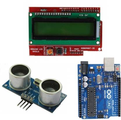 Robomart UNO R3,Ultrasonic Sensor,Arduino LCD Shield With 1602 LCD Micro Controller Board Electronic Hobby Kit