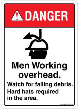 Safety Sign Store DANGER: Men Working Overhead Emergency Sign