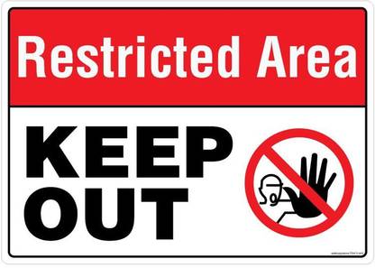 Safety Sign Store Restricted Area. Keep Out Emergency Sign