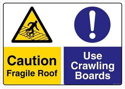 Safety Sign Store CAUTION: Fragile Roof. Use Crawling Boards Emergency Sign