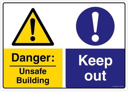 Safety Sign Store DANGER: Unsafe Building. Keep Out Emergency Sign