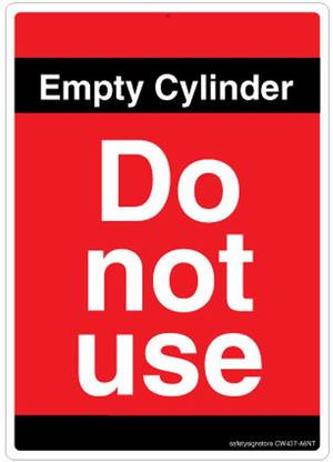 Safety Sign Store Empty Cylinder. Do not Use Emergency Sign