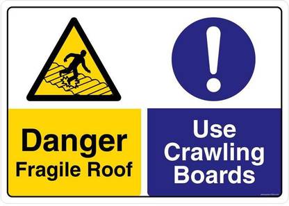 Safety Sign Store DANGER: Fragile Roof. Use Crawling Boards Emergency Sign